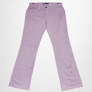 Vintage Oakley Skull Plaid Golf Pants Mens 36 Pink Wide Leg Flare Y2K Retro